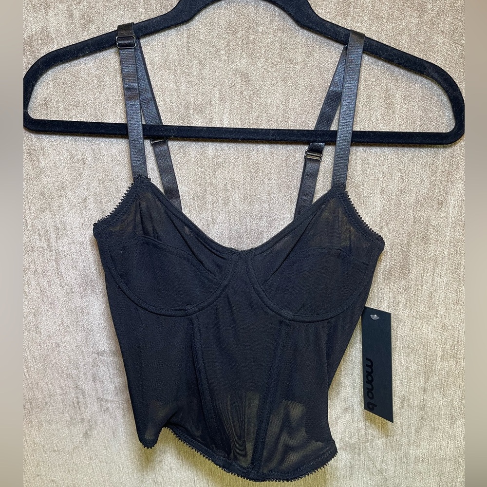 Black Sheer Bustier Top